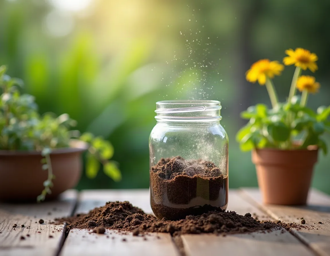 A jar of soil and vinegar fizzing, a test for chalk