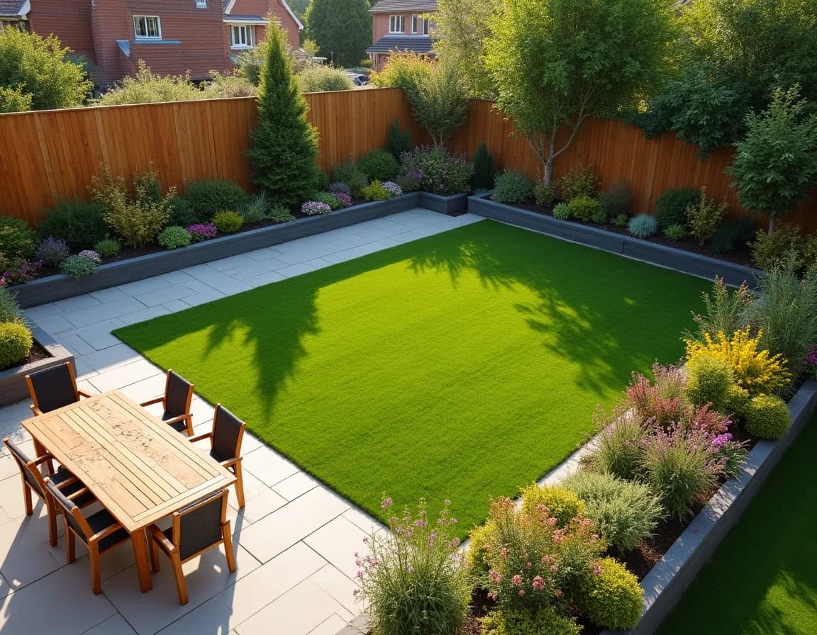 A back garden laid out in the Garden Plans designer